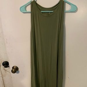 Comfy olive green sleeveless dress